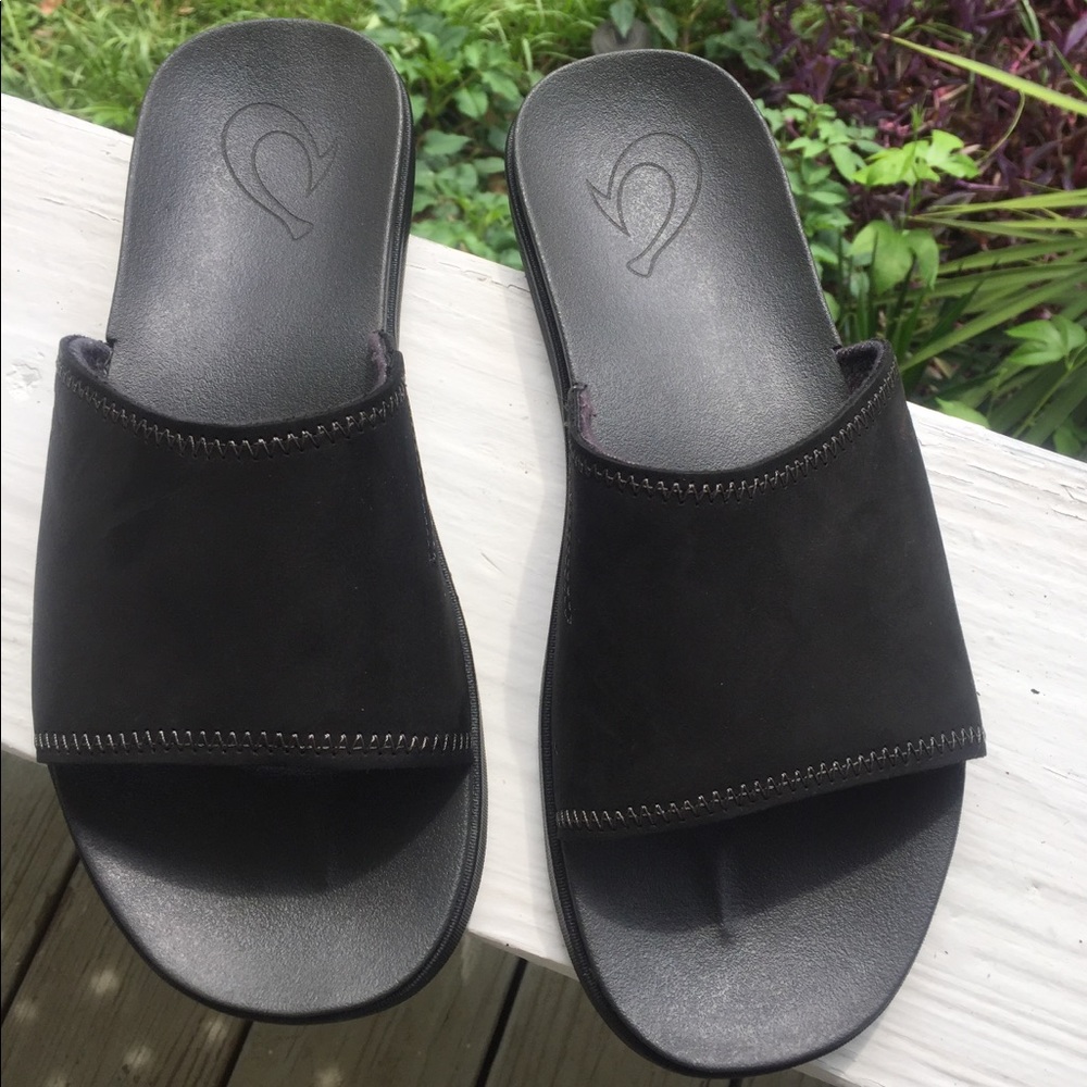 Olukai Alania Kai Slides Size 10 Black
